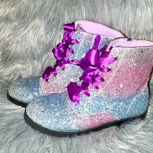 Glitter combat boots - girls size 5 (fits woman’s size7)